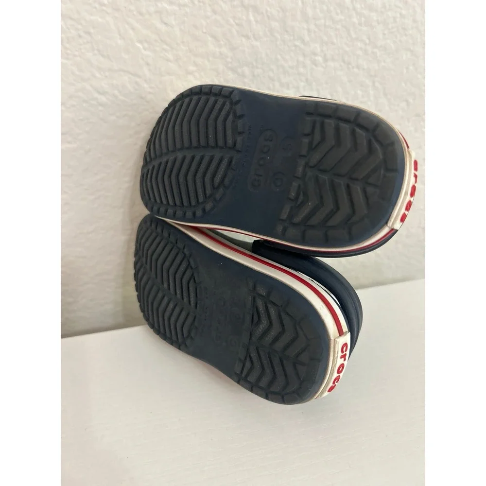 Crocs Sandals Navy Blue Red Stripe Toddler Size 5c